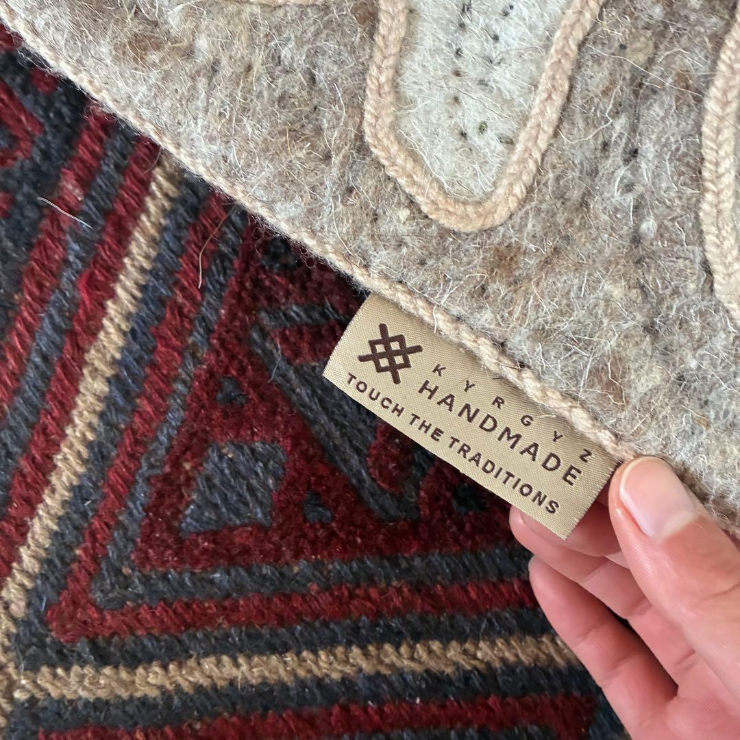 キルギス　ハンドメイド　シルダック　ウールクッションカバー　約65×65cm