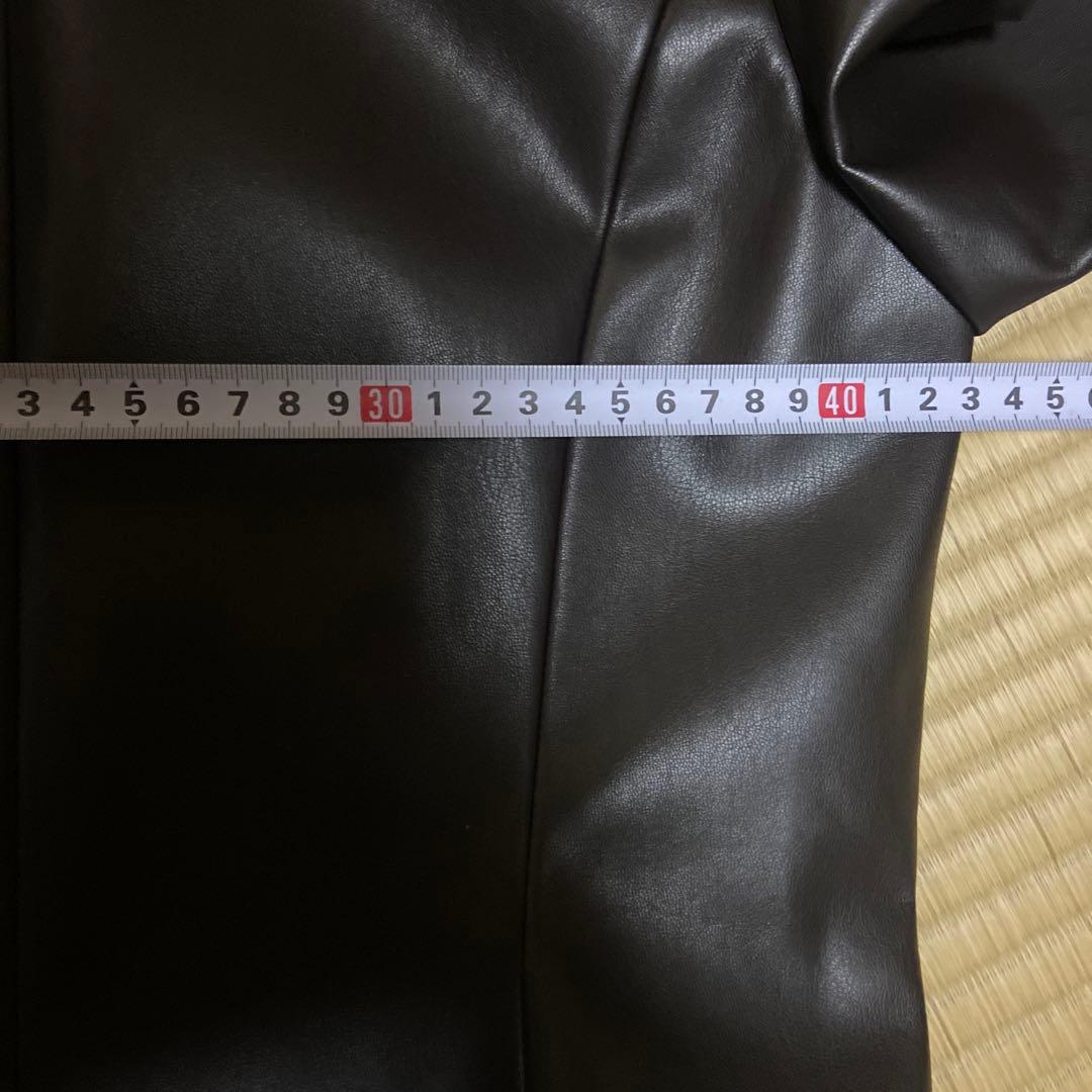 エムズグレーシー　フリル　フェイクレザージャケット