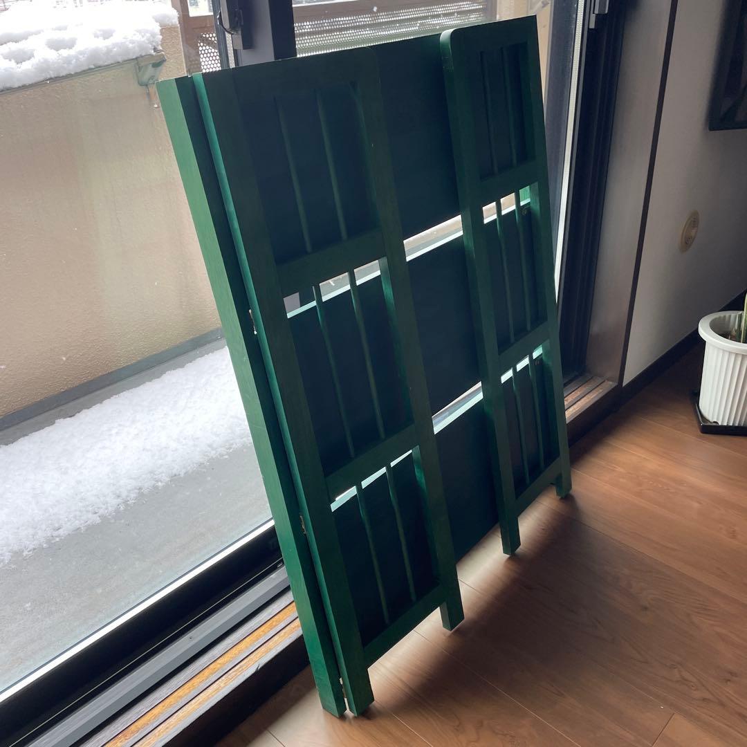 緑色の3段オープンシェルフ(折り畳み)