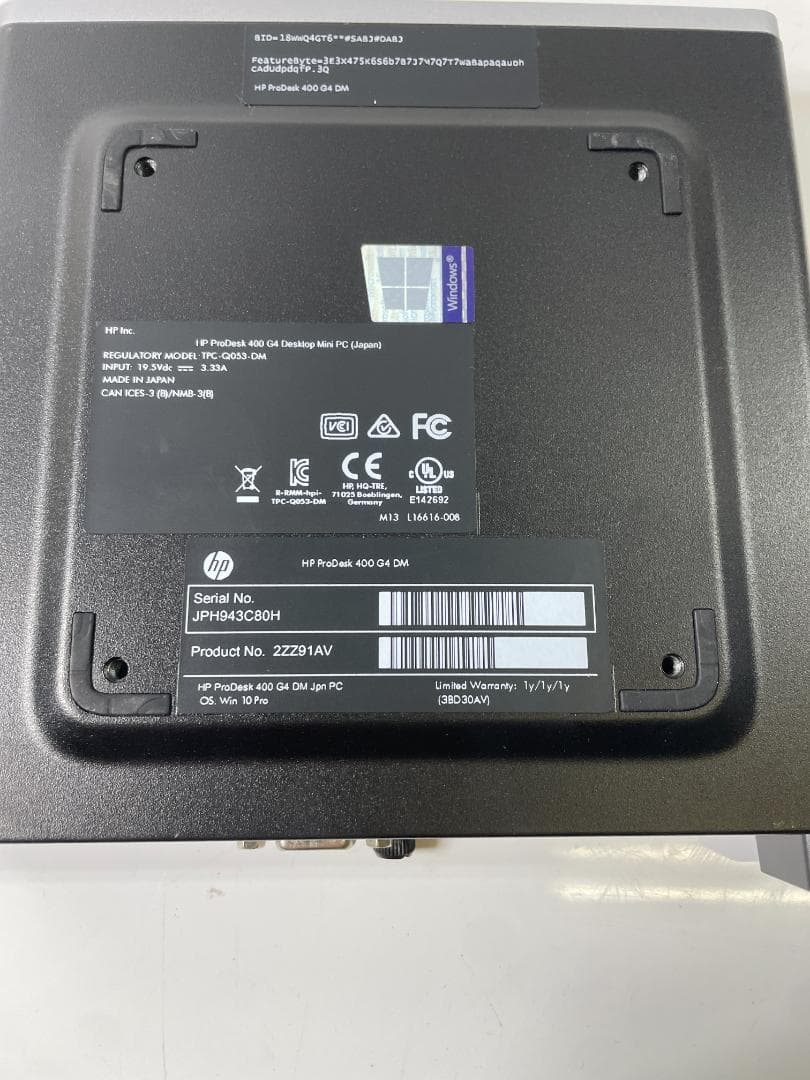 HP ProDesk 400 G4 Mini 8世代-i5/8GB/ドライブ無し