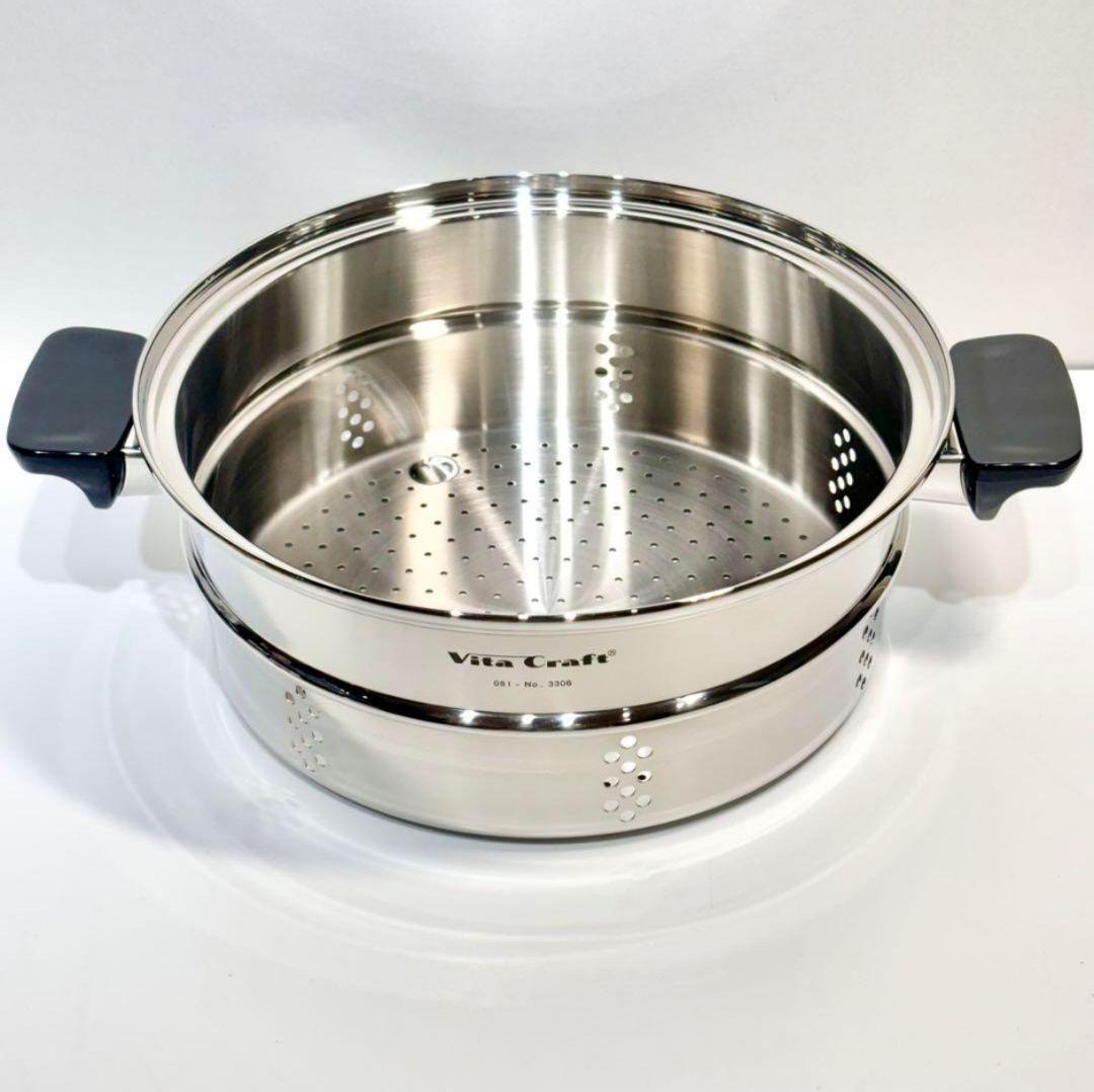 ビタクラフト ウルトラ 両手鍋5.5L NO.9506 蒸し器付き@