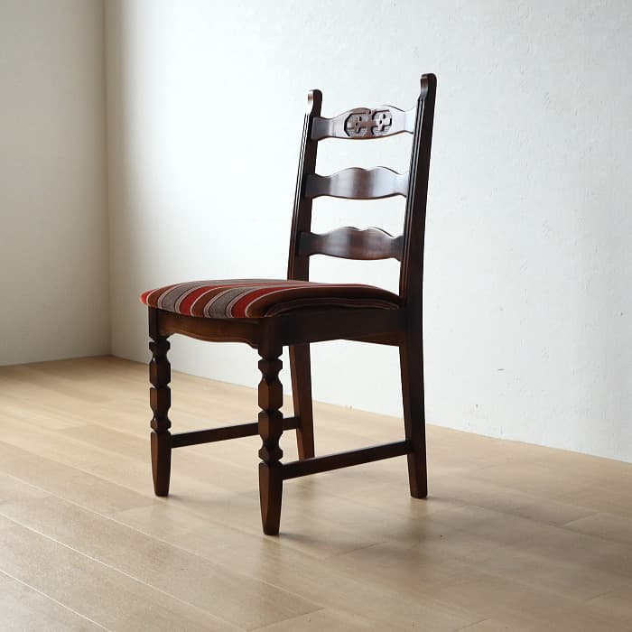 カリモク コロニアル ダイニングチェア レトロ ストライプ モケット