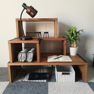 新星金属製作所 スタッキングシェルフ5点セット 無垢材