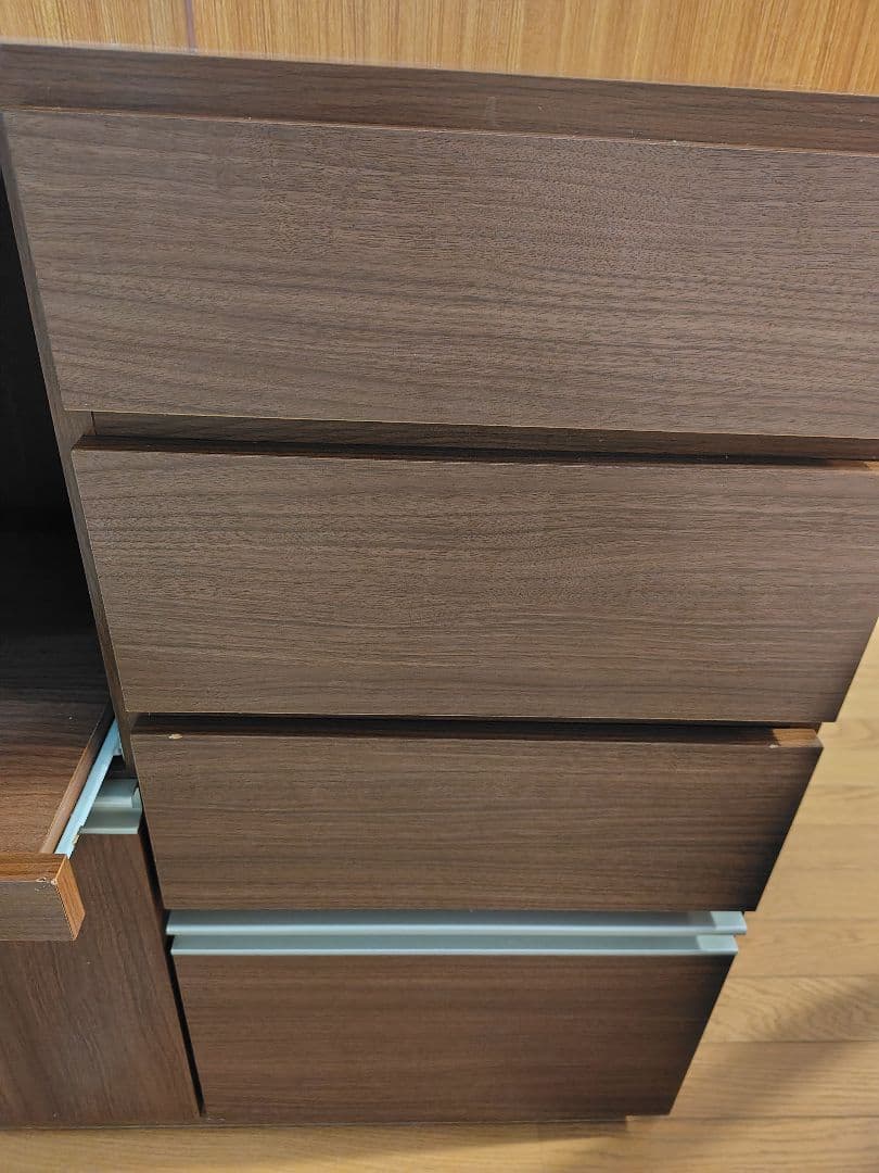 ブラウン キッチンカウンター 引き出し付き