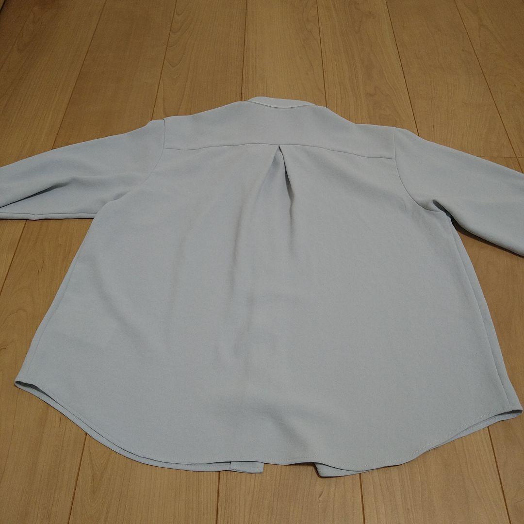 【美品】ソージュ　SOEJU　ジョーゼットリボンブラウス　Мサイズ　ブルーグレー