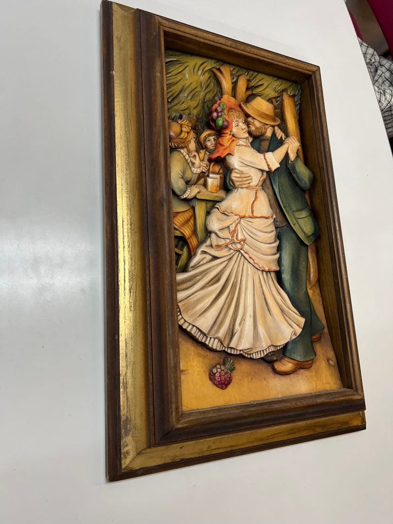 ANRI アンリ　木彫り　P.A. RENOIR ルノワール作品　額装