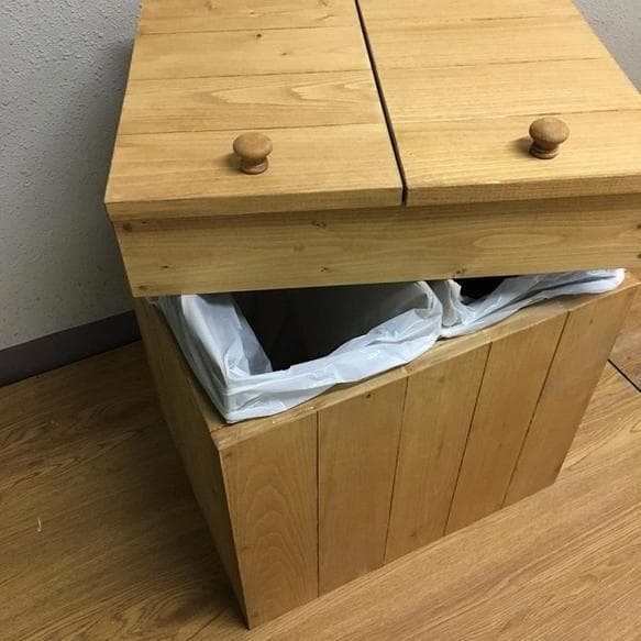 【引取可能】分別ゴミ箱 20L×2袋対応ハンドメイドアンティーク風ダストボックス