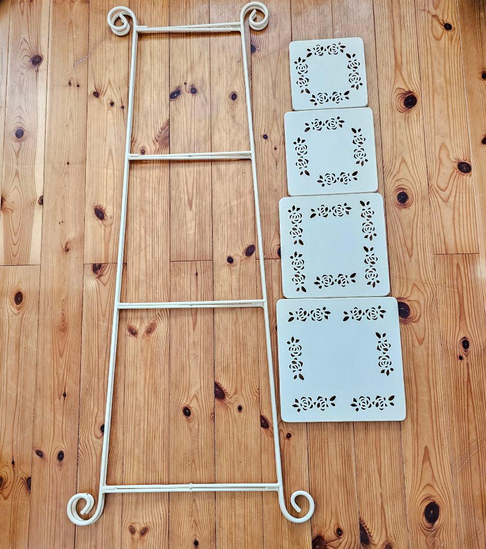 イマンimane ローズ4段ラック　飾り棚　ディスプレイ　アイアン　クリーム