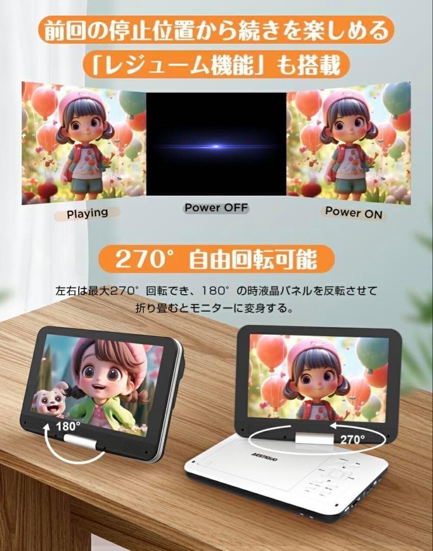 ⭐️ ポータブルdvdプレーヤー 12.5型 10.5インチ液晶 ⭐️