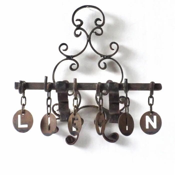 壁掛け6連フック　キーフック　アンティーク　フランス　鉄製