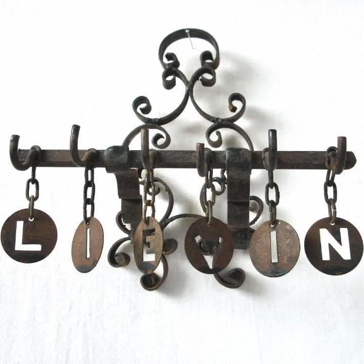 壁掛け6連フック　キーフック　アンティーク　フランス　鉄製
