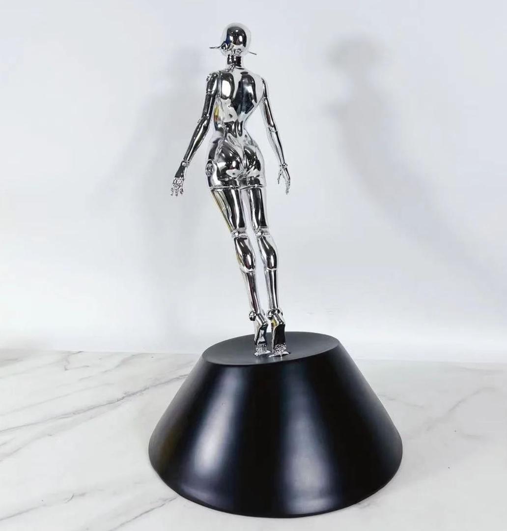 セクシーアンドロイド　インテリア　女性体ロボット　シルバー　メッキ