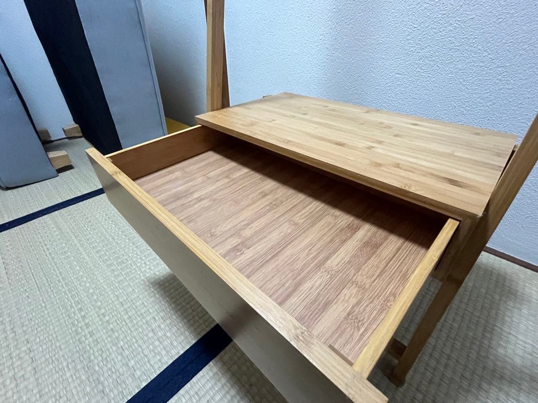 竹製ハンガーラック 引き出し付き