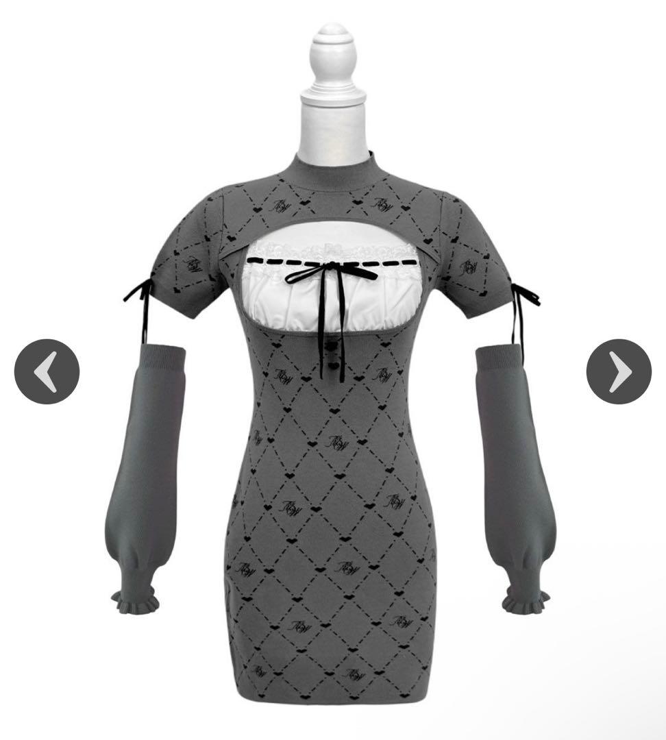 HONEY MEW アームカバー付きMWモノグラムワンピース