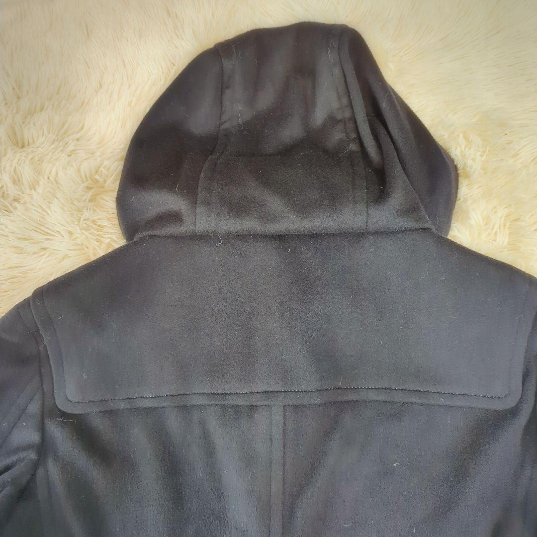 麻布テーラー カシミヤ100% ネイビー ダッフルコート フード着脱可 M