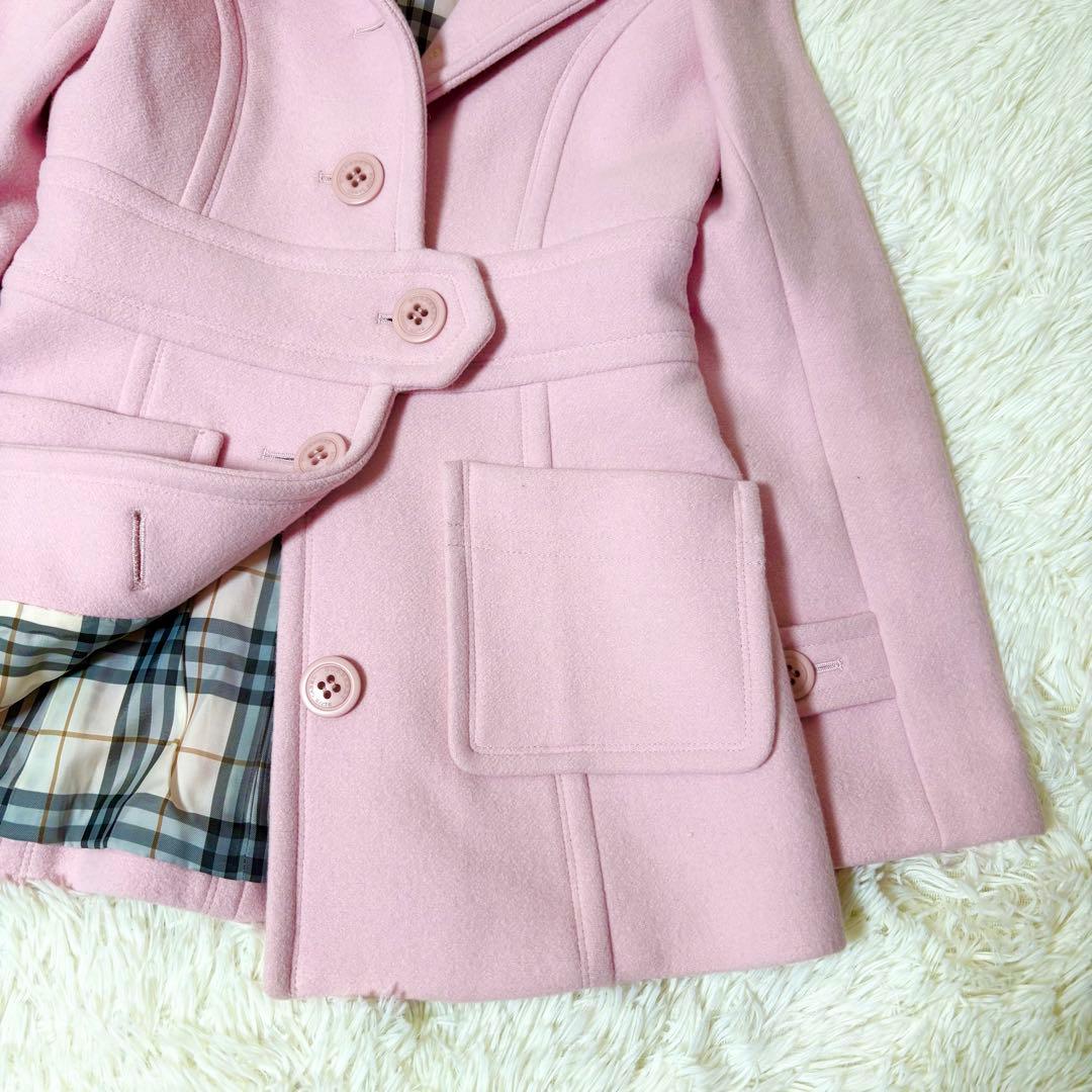 モア様リクエスト✨バーバリーブルーレーベル ピンク カシミヤ混 フード コート