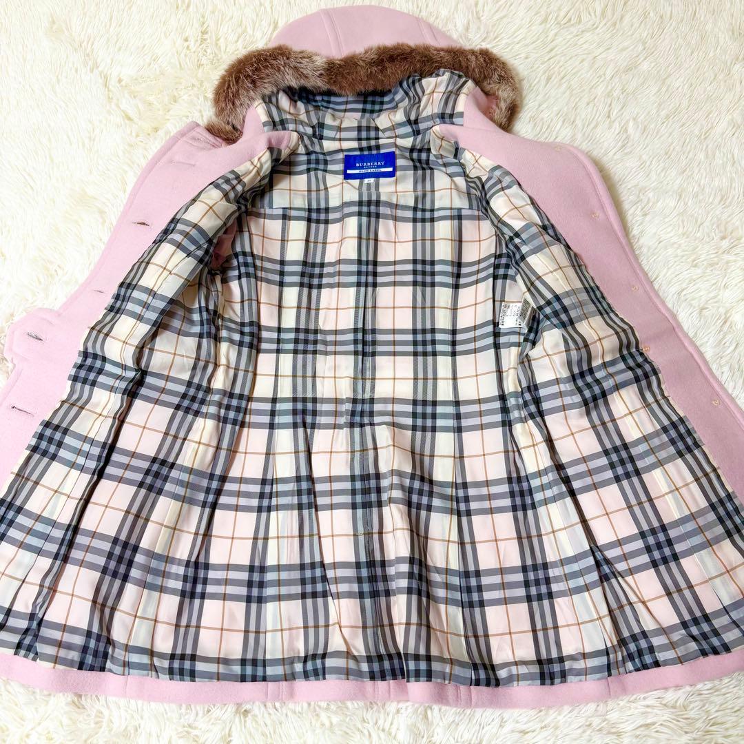 モア様リクエスト✨バーバリーブルーレーベル ピンク カシミヤ混 フード コート