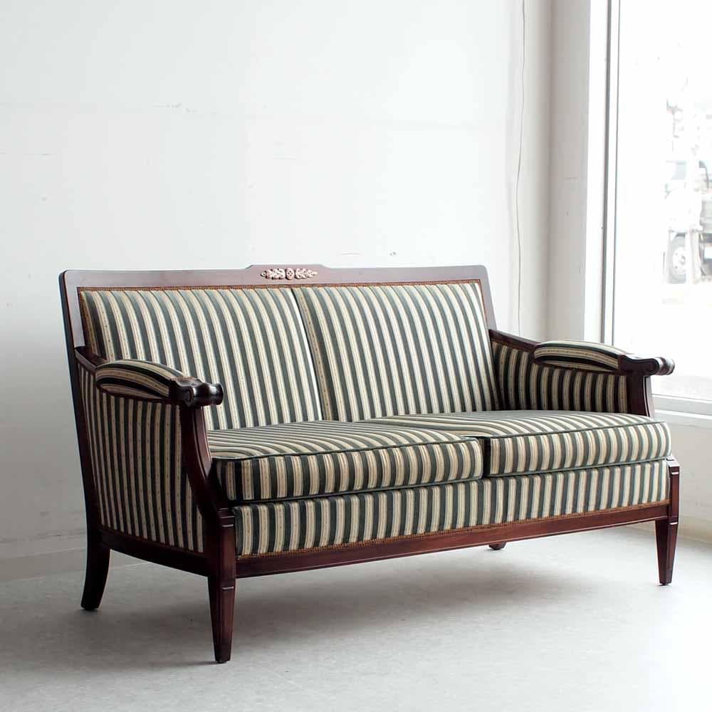 神戸欧風家具 メープル不二屋 マホガニー材 2人掛けソファ ZR24470