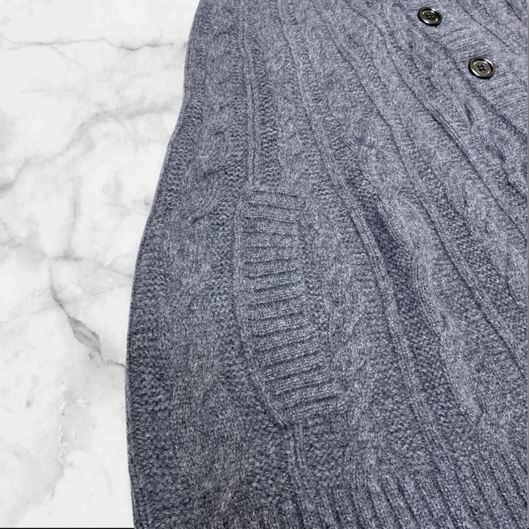 【美品】バーバリーロンドン　ポンチョ　ニット　 カシミヤ混　ハイネック グレー