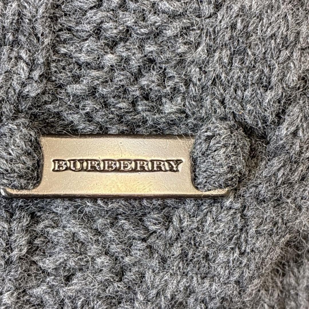 【美品】バーバリーロンドン　ポンチョ　ニット　 カシミヤ混　ハイネック グレー