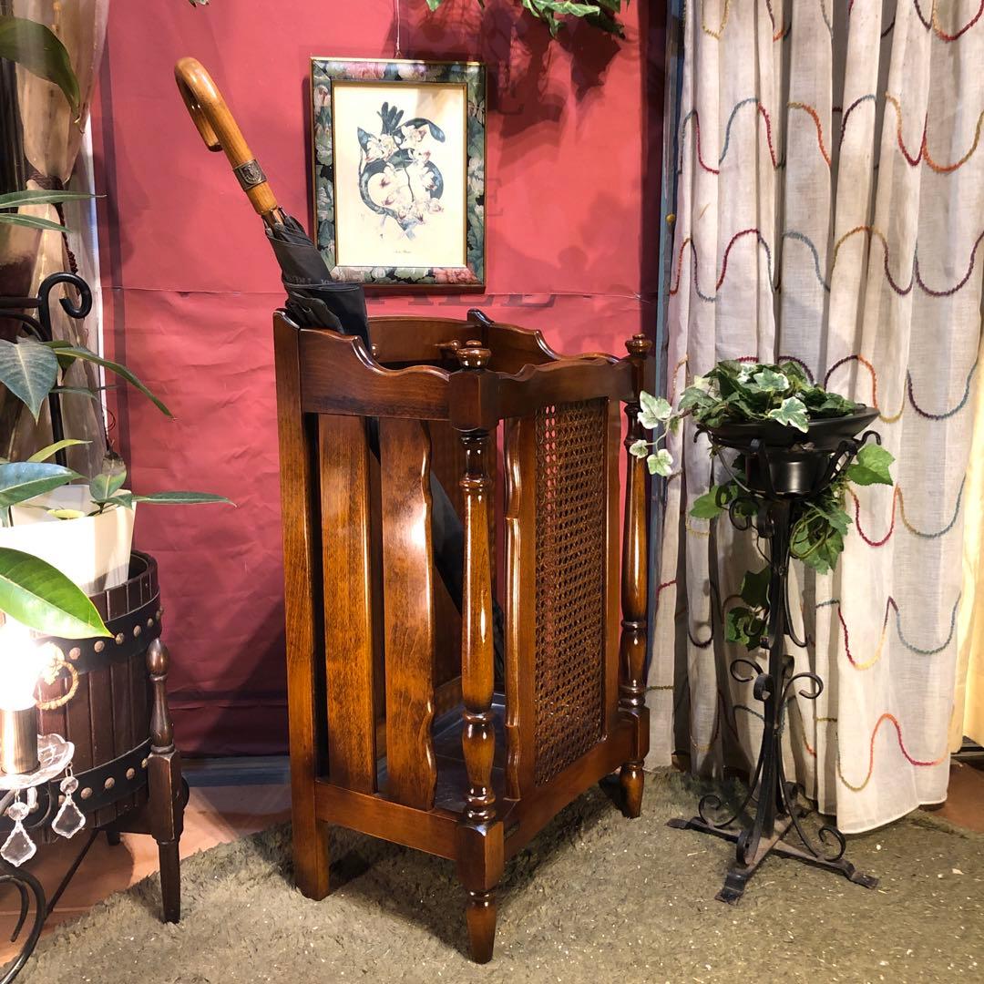 カリモク　ヴィンテージ コロニアル レインラック　傘立て