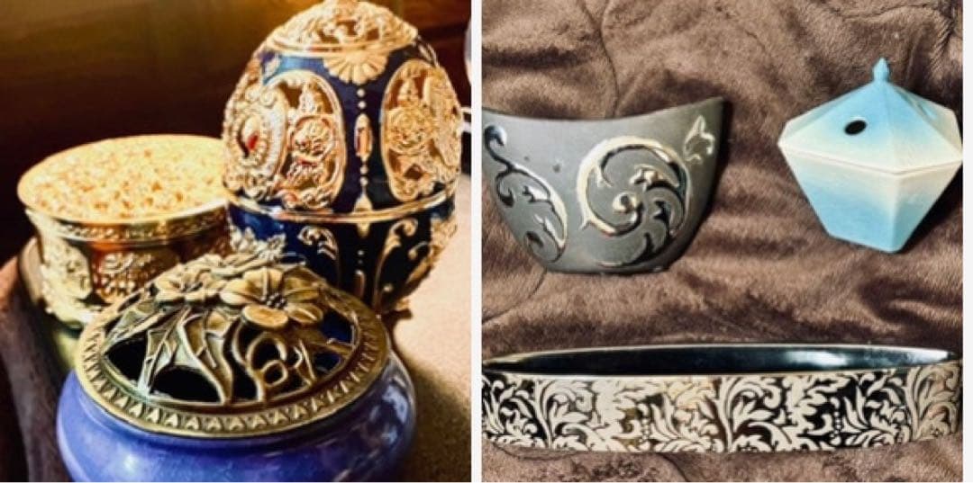 ☆ゴールド、ブルー基調のゴージャスな香炉3種