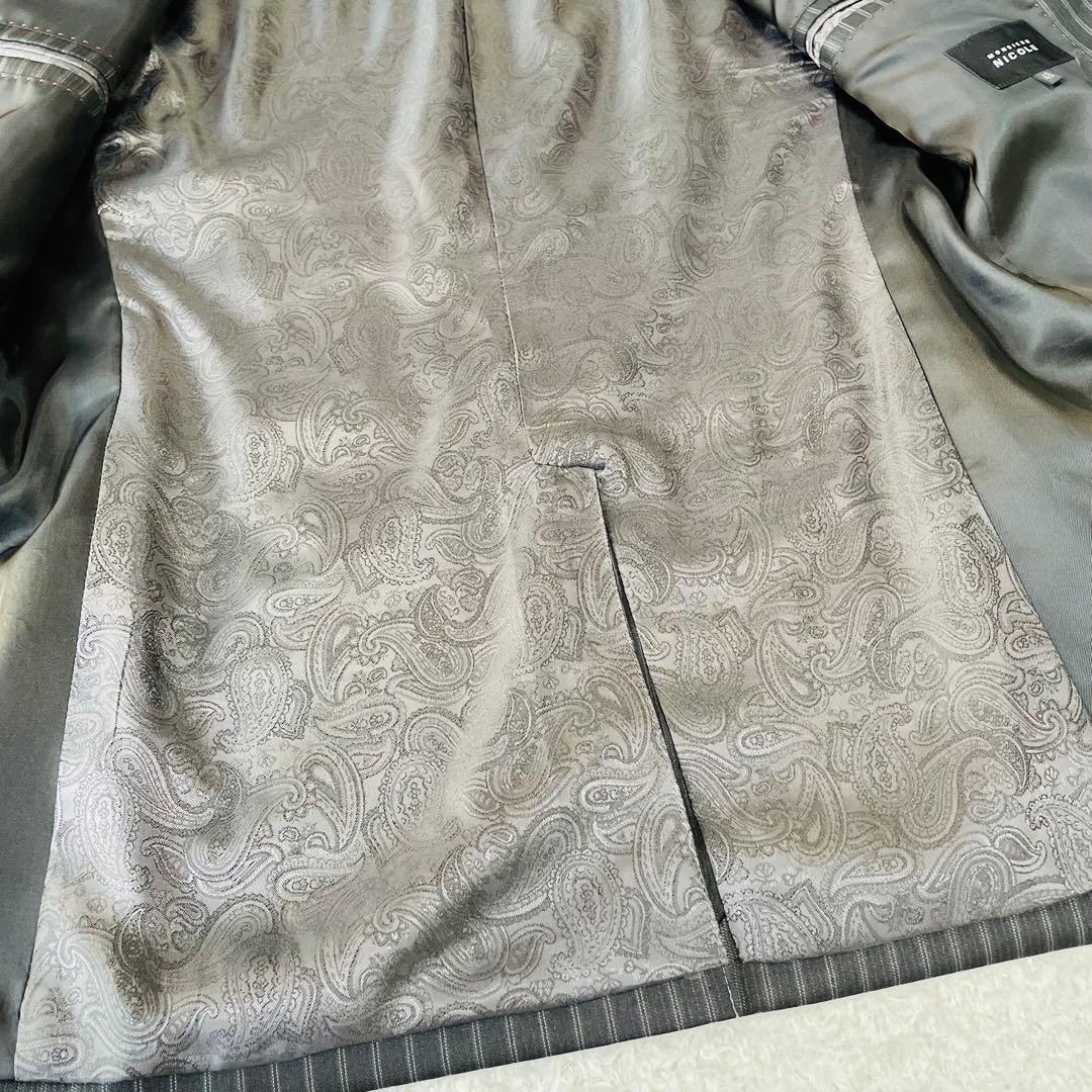 美品◆ムッシュニコル　スーツ　セットアップ　光沢　裏地ペイズリー　ストライプ46