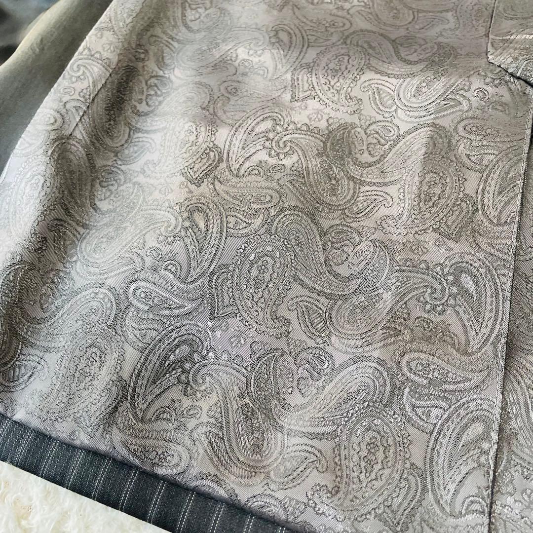 美品◆ムッシュニコル　スーツ　セットアップ　光沢　裏地ペイズリー　ストライプ46