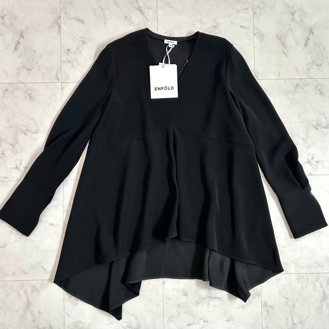 タグ付 エンフォルド ダブルサテンアシンメトリー ブラウス ブラック 38