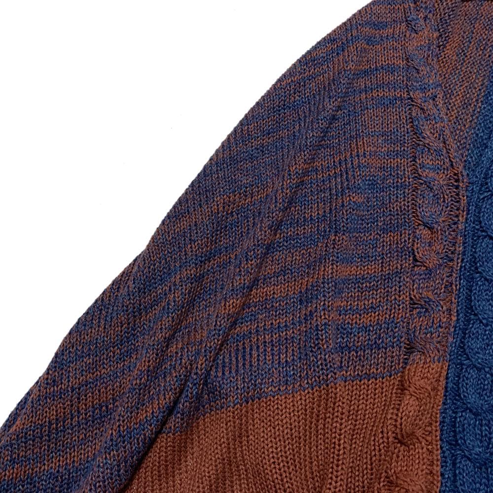 45R アーミッシュ撚り杢ポンチョ ケーブル ニット ネイビー 45rpm