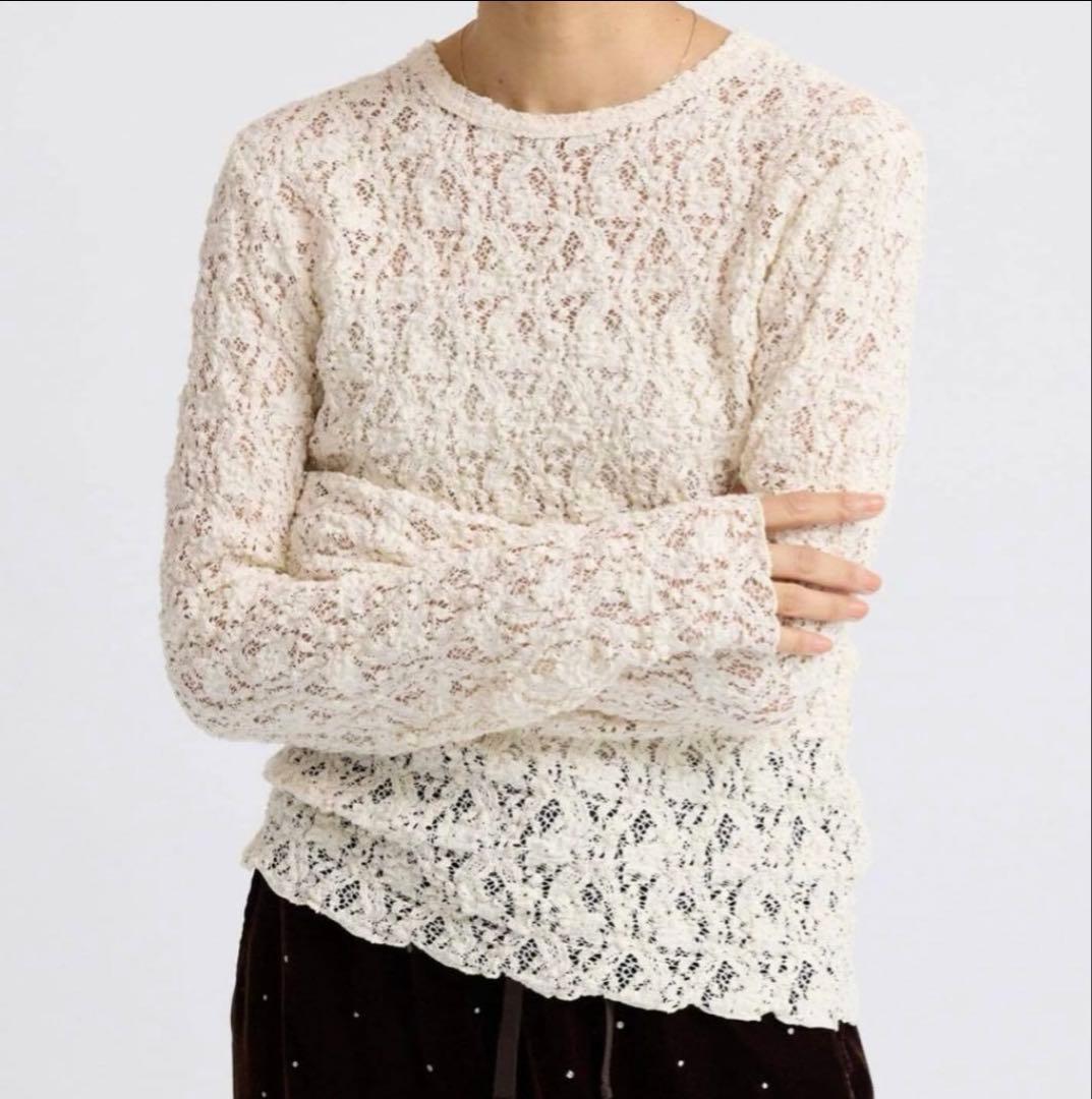 IENA ペイズリーストレッチレースプルオーバー　ナチュラル