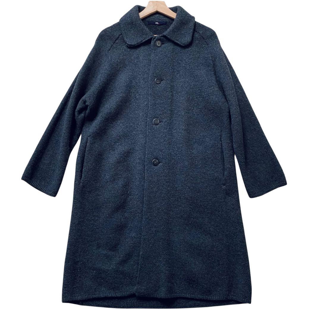 45rpm【美品】アルパカ混 ウール ステンカラーコート チャコールグレー L