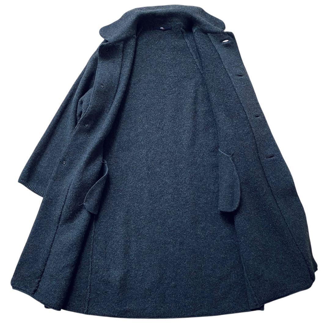 45rpm【美品】アルパカ混 ウール ステンカラーコート チャコールグレー L