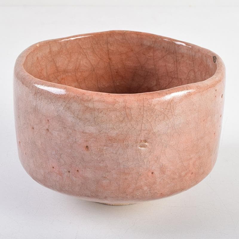 茶道具　十二代楽吉佐衛門　弘入作　立鶴絵付　赤楽茶碗　書付箱　M　R9346