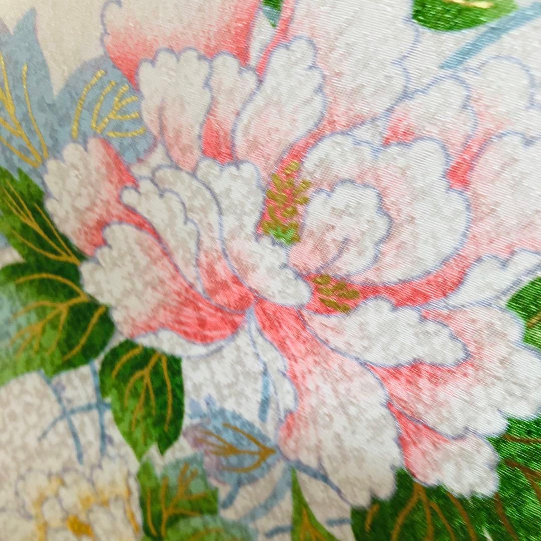 七五三七歳❣️四つ身着物未使用⭐︎白地に花々金彩煌びやか絢爛⭐︎完全フルセット銘品