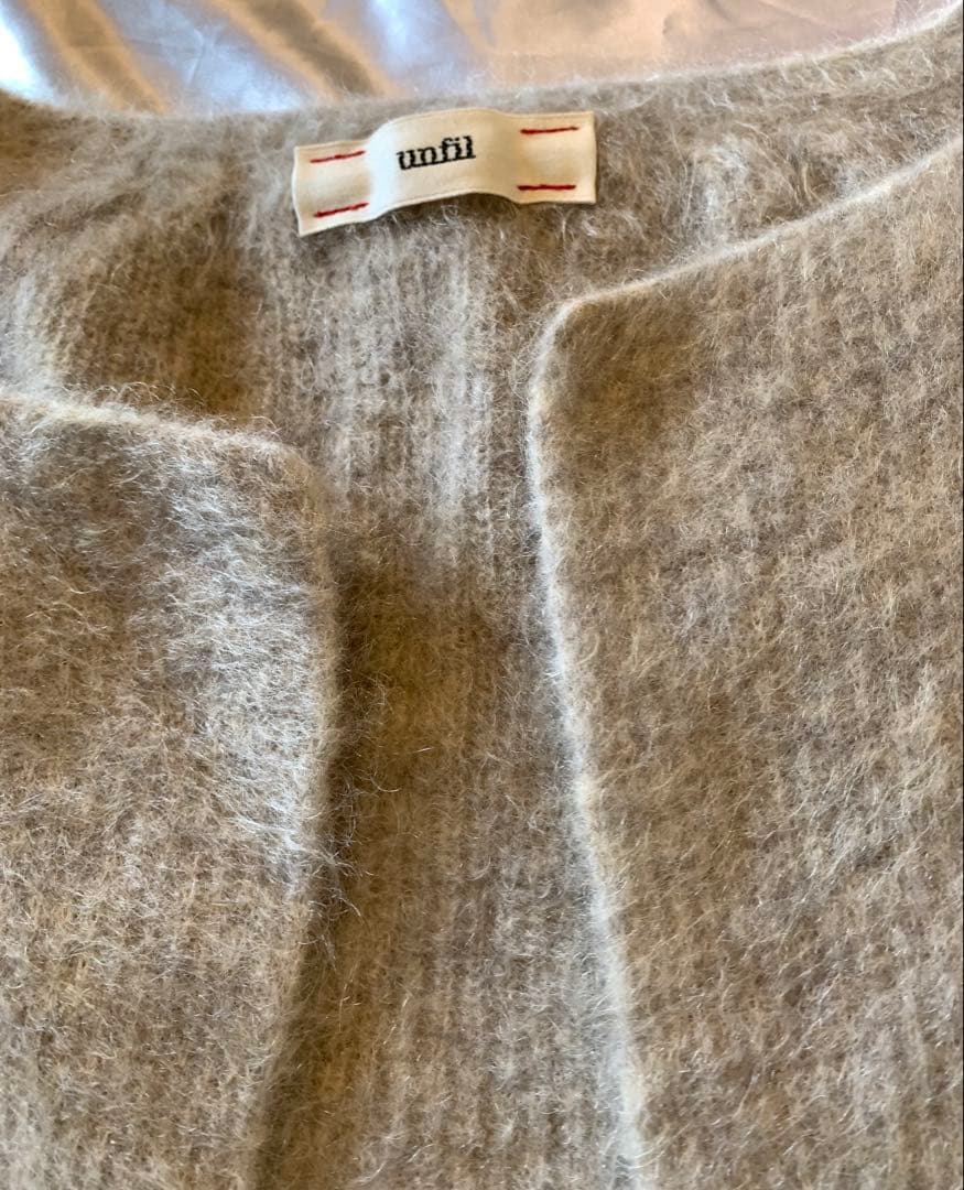 未使用　unfil グレー モヘアカーディガン 長袖