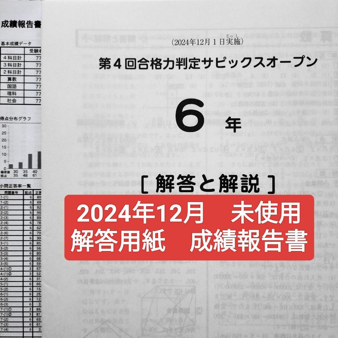 第4回合格力判定サピックスオープン 新6年 2024年12月　新小6　テスト模試