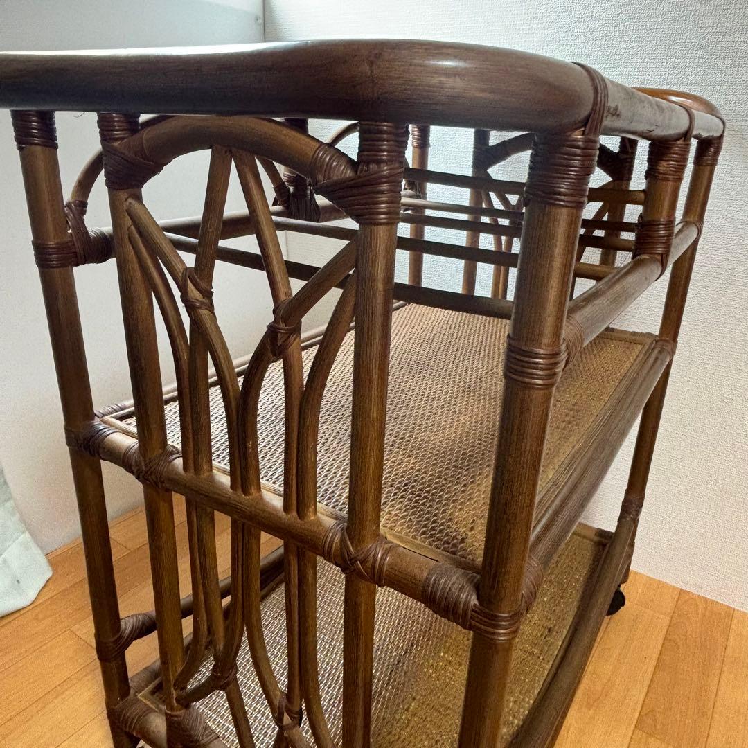 ラタン　引き出し付きワゴン　キャスター付き KOIZUMI キッチンワゴン