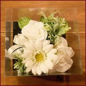 高級造花 アーティフィシャルフラワーブーケ＆コサージュ　 ホワイト グリーン