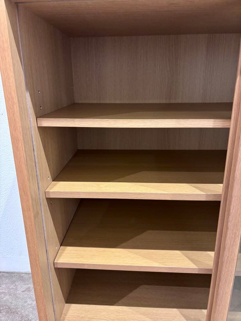 ⭐️美品⭐️廃盤希少⭐️無印⭐️脚付き⭐️オーク材・ガラス扉 引戸・キャビネット⭐️