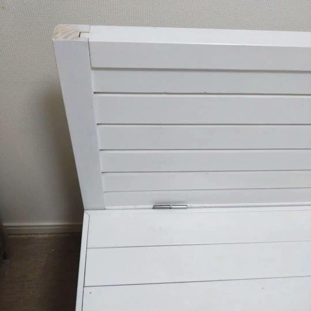 ホワイト木製収納付きベンチ