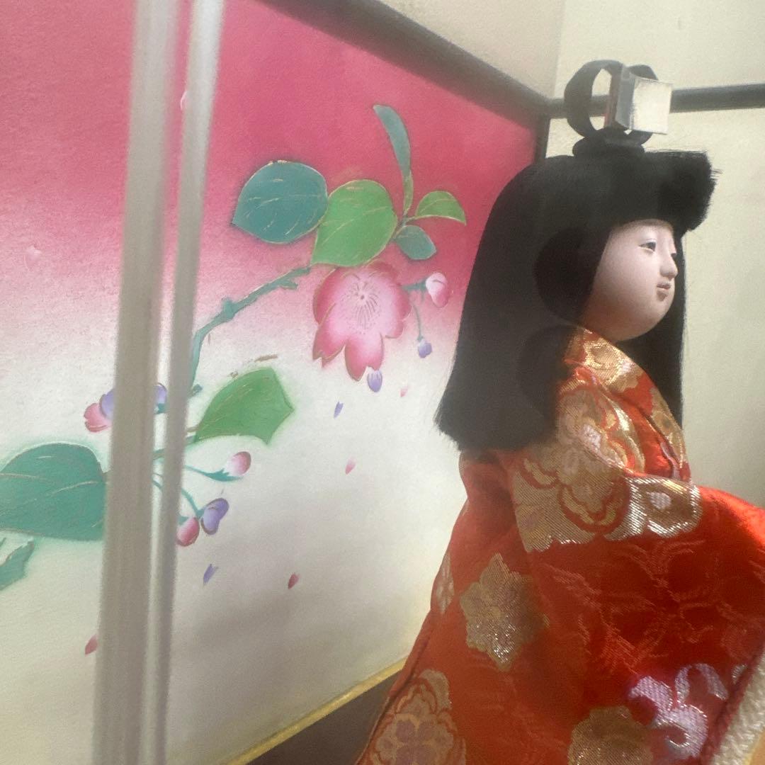 【閉店セール】 桃山作 桜山 日本人形 ガラスケース入り 市松人形