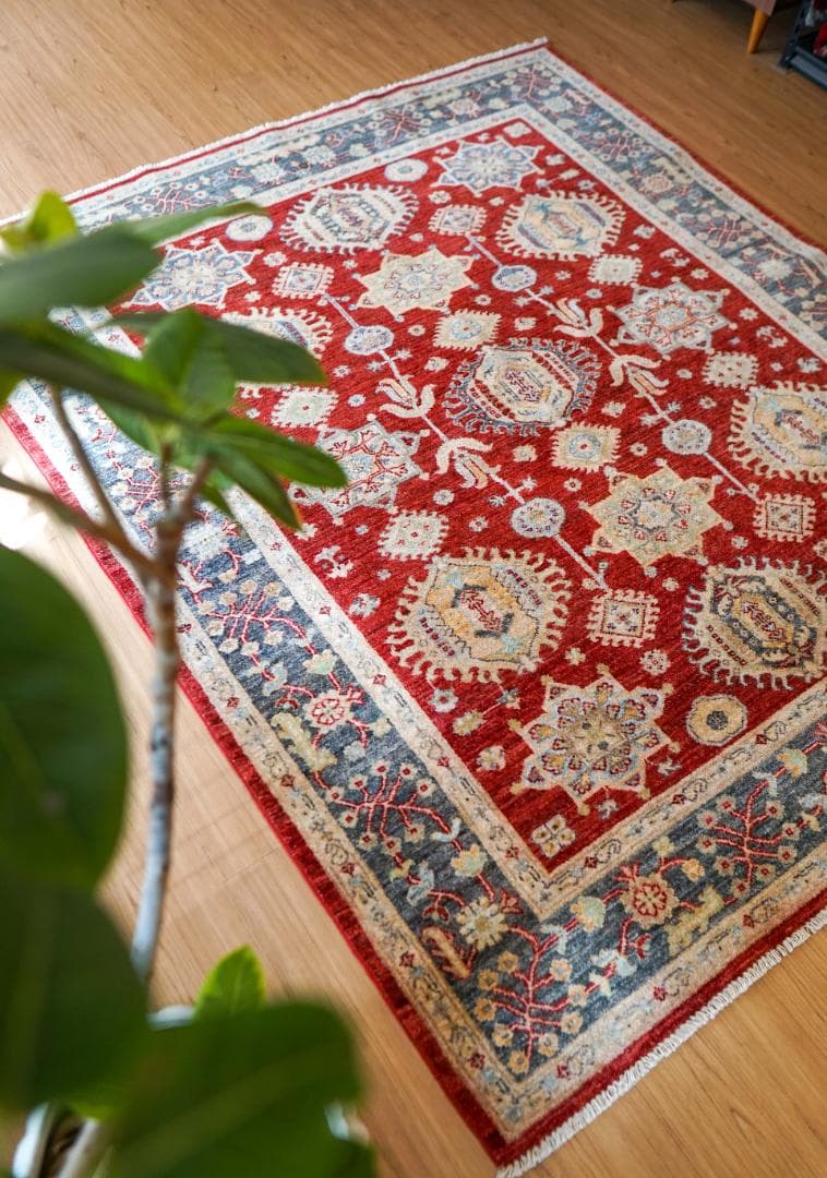 206×171cｍ アフガニスタンガズニーウール手織り絨毯