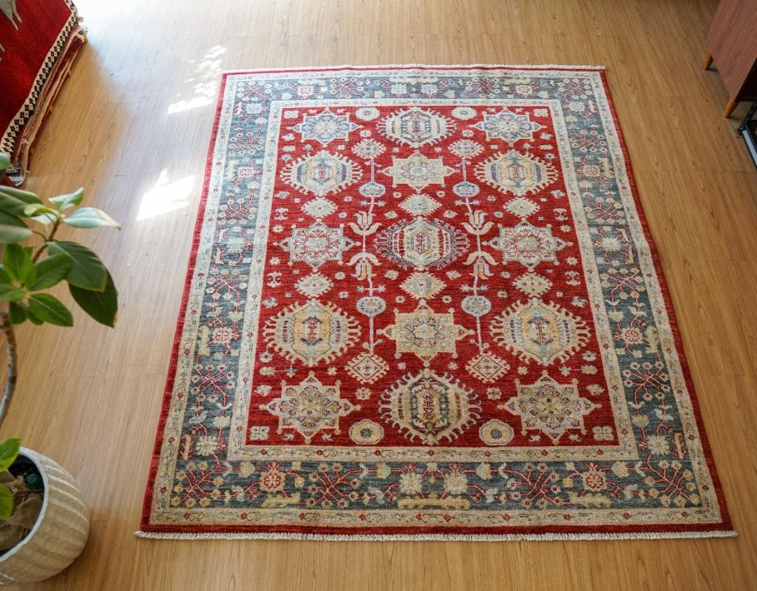 206×171cｍ アフガニスタンガズニーウール手織り絨毯