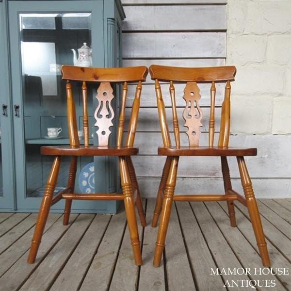 イギリス アンティーク 家具 キッチンチェア 2脚セット 英国 4749e