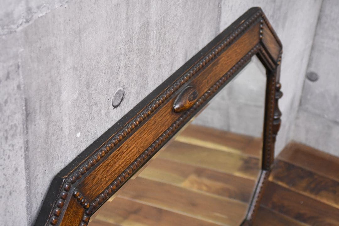 EGC70 英国アンティーク ウォールミラー ブリティッシュオーク オクタゴン