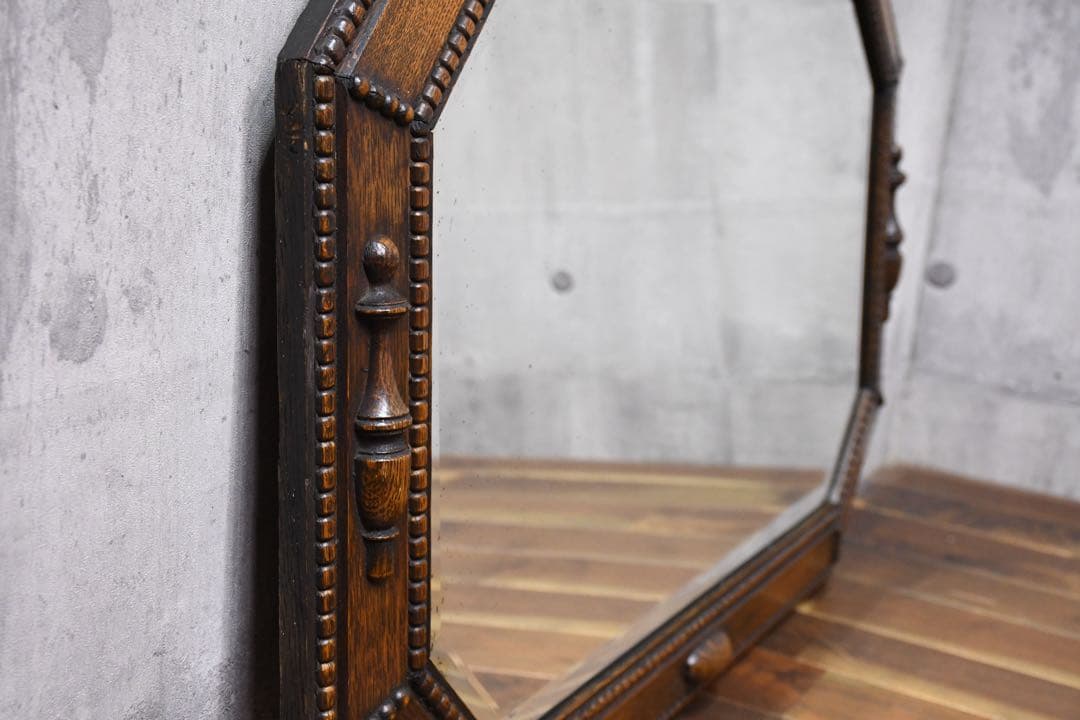 EGC70 英国アンティーク ウォールミラー ブリティッシュオーク オクタゴン