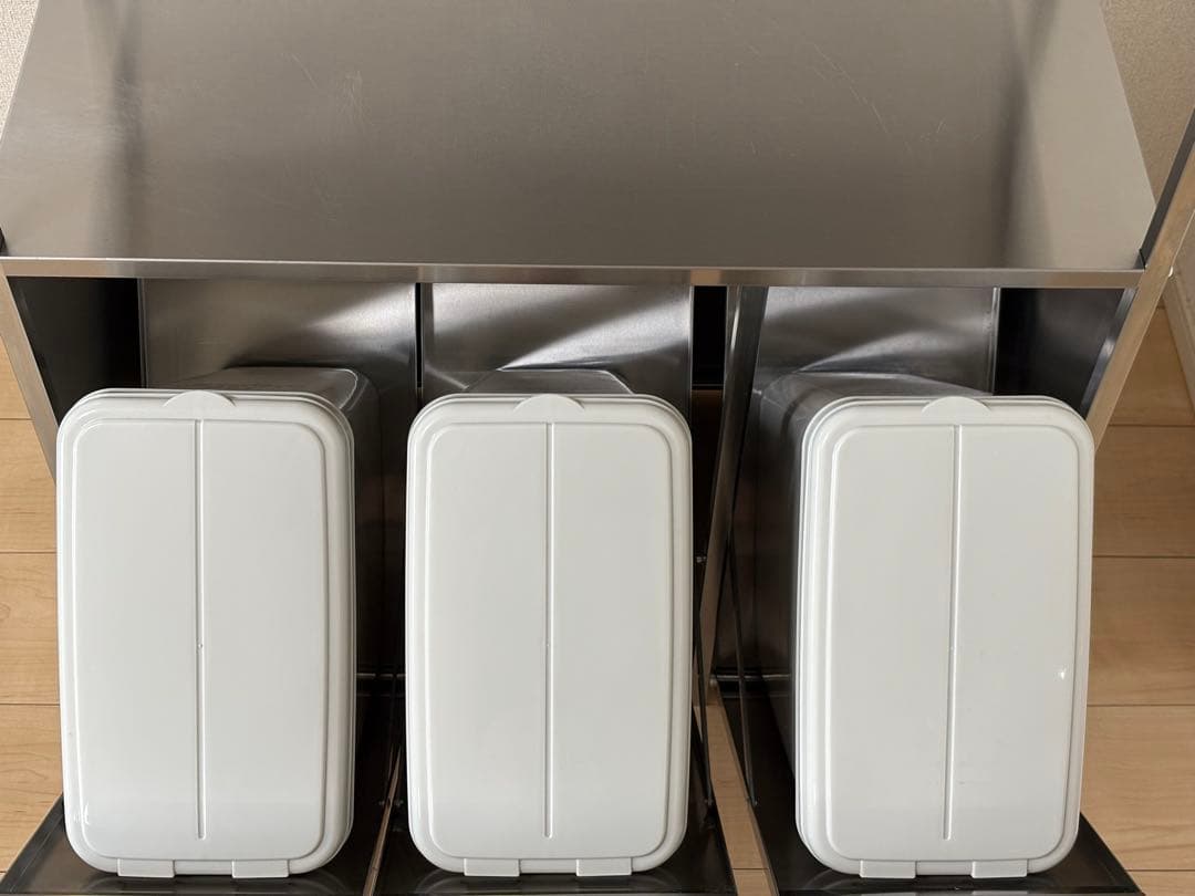 ステンレス作業台ワゴン ダスト3分別 幅73.5cm