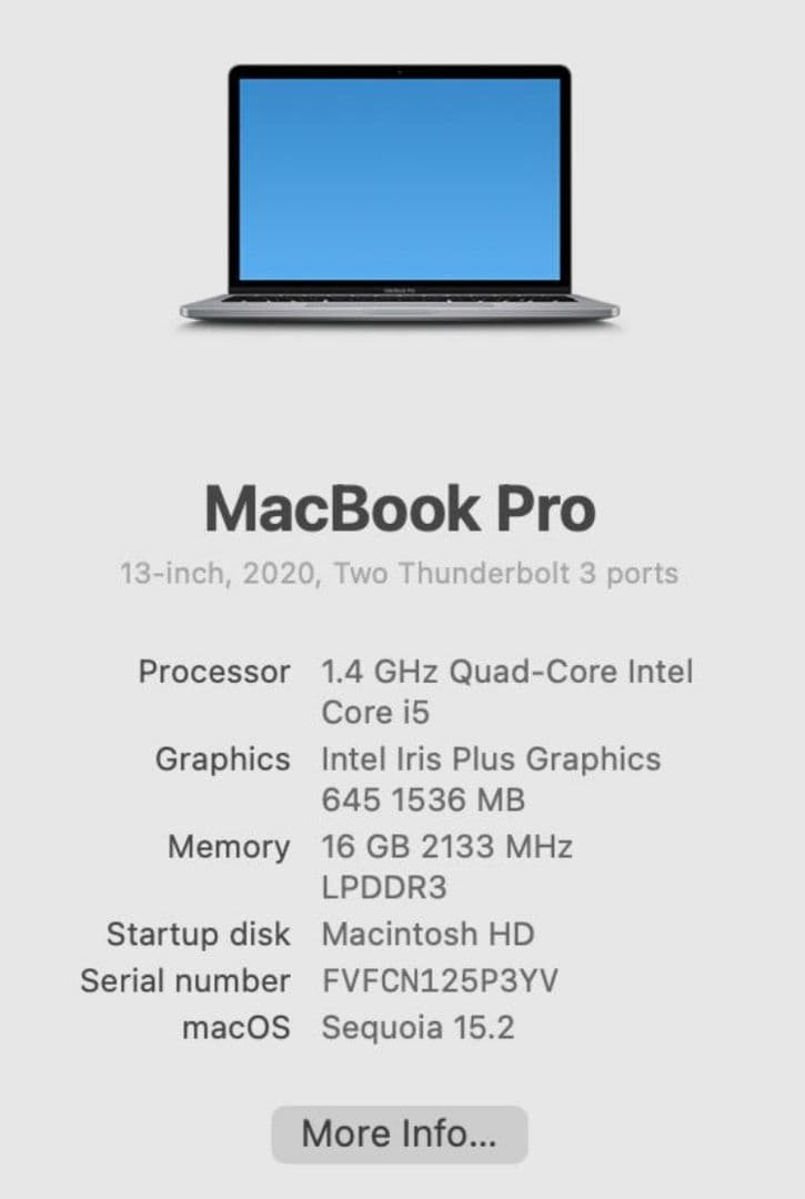 MacBookPro 2020 13インチ メモリ16GB