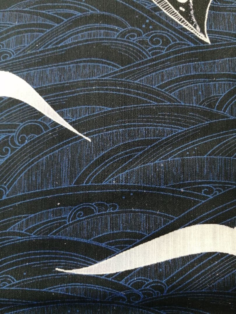 しげこです〜レア柄★めずらしい絵羽柄浴衣.紺地波柄